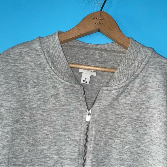 AVA & VIV Gray Zip Up Sweatshirt Sweater Sport Active 1X Soft Lounge Casual - Picture 4 of 12